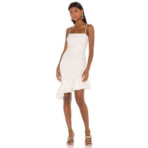 LIKELY Manon Dress White Mini Ruffle Straps Party